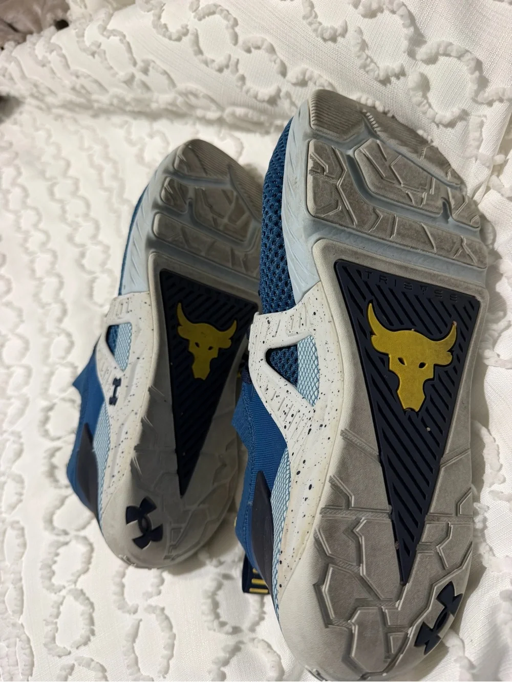 Under Armour Men’s Blue Athletic Sneakers with Yellow Trim